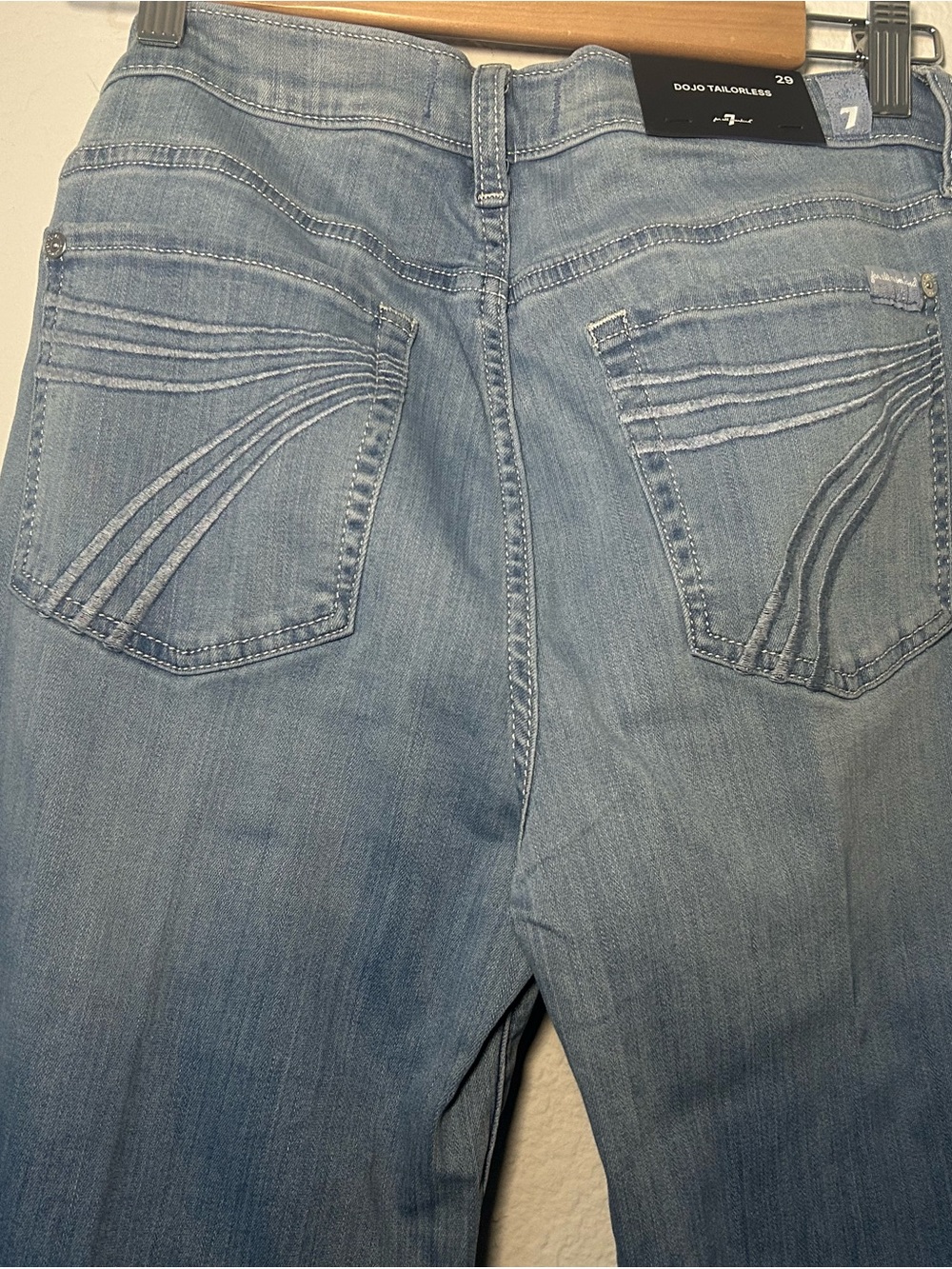 7 For All Mankind Light Blue Women's Bootcut Jeans with Stitched Back Pockets